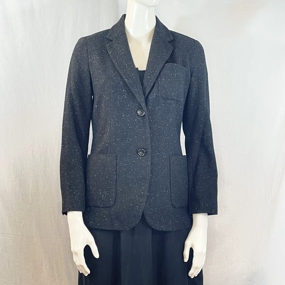 Black Wool Blend Blazer With Speckles | Talbots - Picture 2 of 9